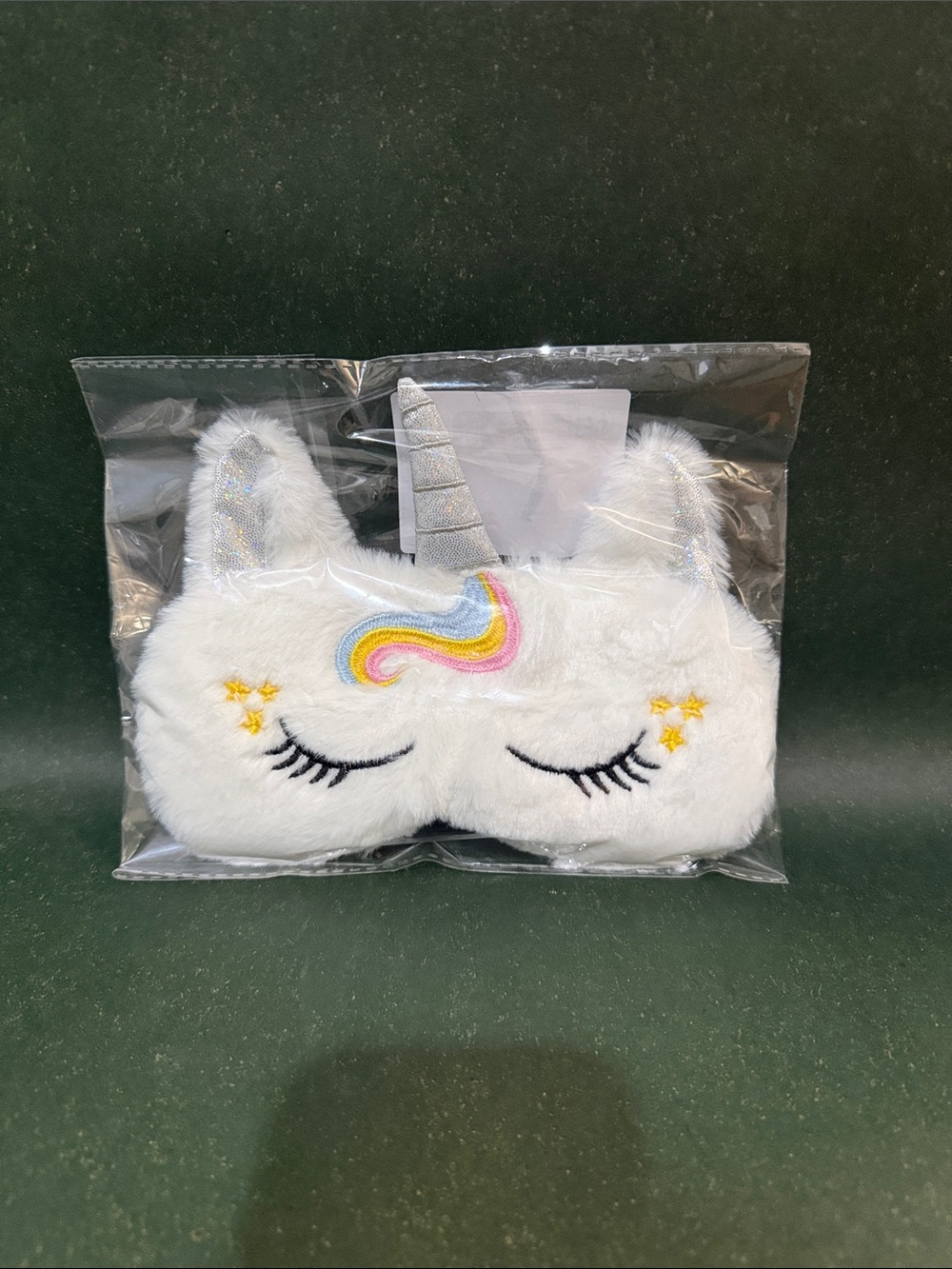 Unbranded White Unicorn Kids Sleep Mask with Rainbow Accent